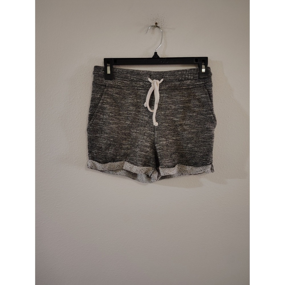 Forever 21 Womens Marled Knit Drawstring Shorts Heather Gray Cuffed Small
